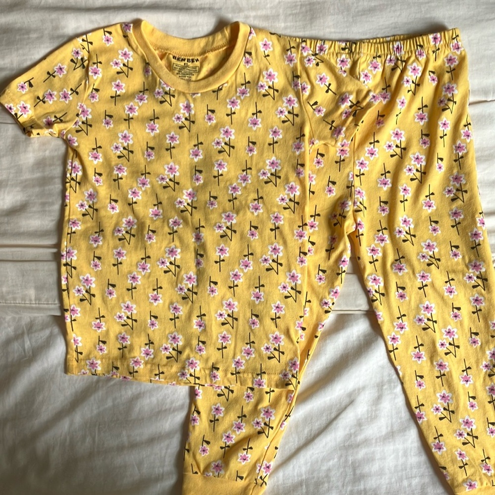 Benben Yellow Floral Kids Pajamas, brand new, never worn